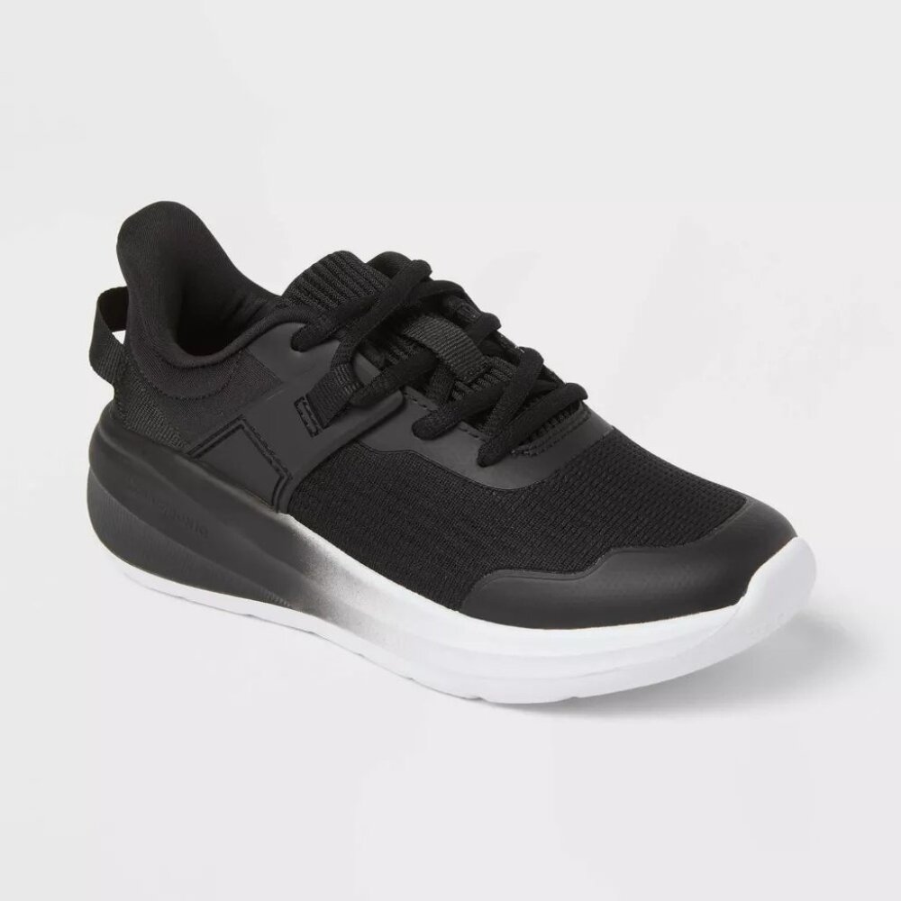 NEW All In Motion Kids' Ira Lace-Up Performance Sneakers - Black - Size 4